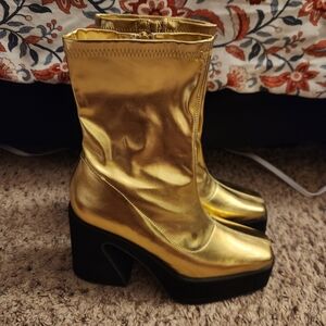 Gold Platform Ankle Boots